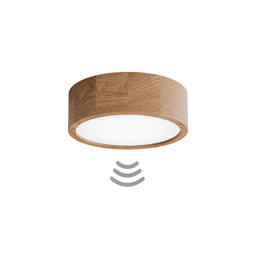Stropní svítidlo se senzorem CLEO 2xE27/24W/230V pr. 27,5 cm dub