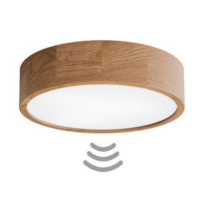 Stropní svítidlo se senzorem CLEO 3xE27/24W/230V pr. 37,5 cm dub