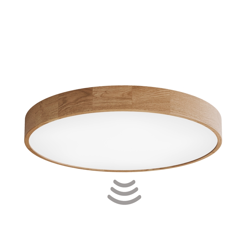 Stropní svítidlo se senzorem CLEO 6xE27/24W/230V pr. 80 cm dub