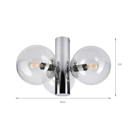 Stropní svítidlo SFERIO 3xE14/5W/230V lesklý chrom/čirá