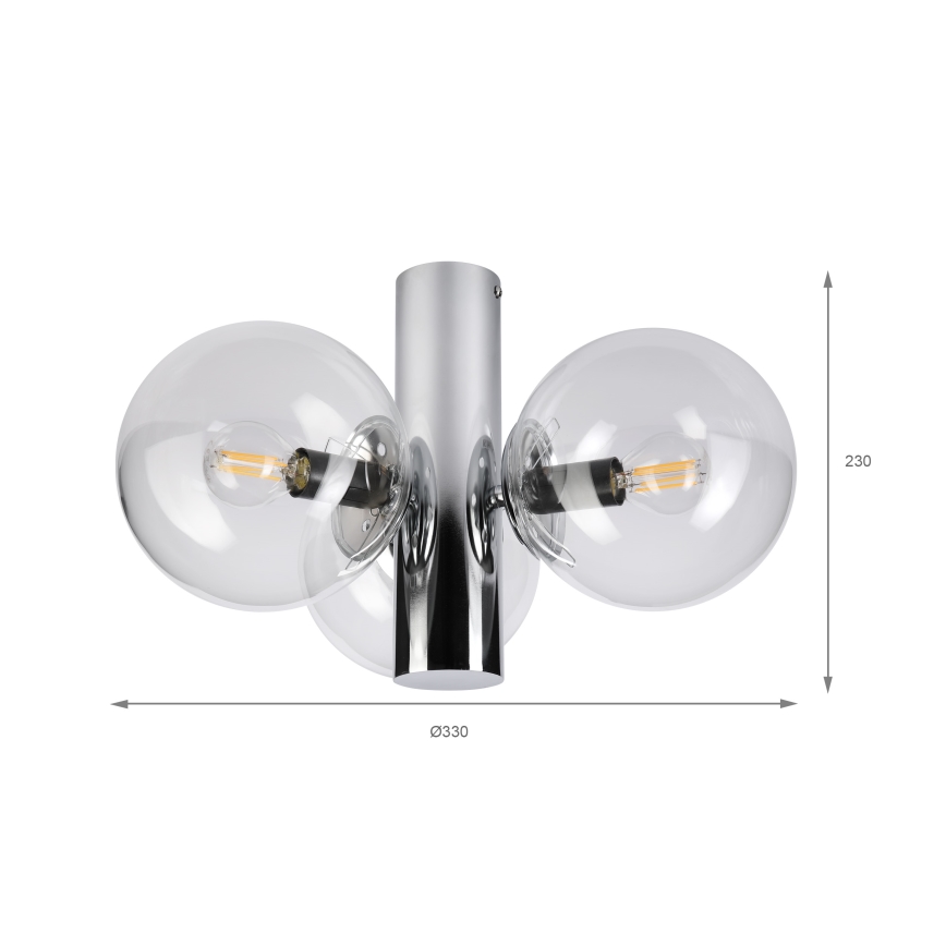 Stropní svítidlo SFERIO 3xE14/5W/230V lesklý chrom/čirá