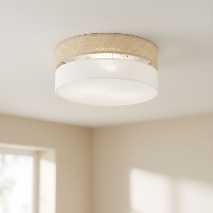 Stropní svítidlo SIRJA DOUBLE BOHO 2xE14/15W/230V pr. 35 cm béžová/bílá