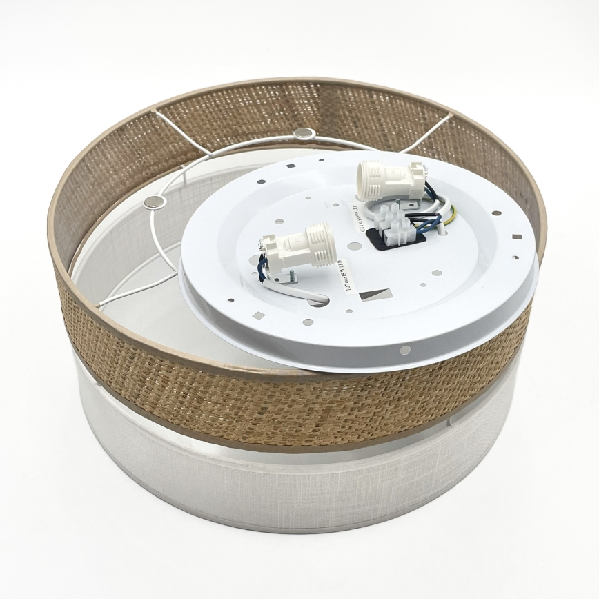 Stropní svítidlo SIRJA DOUBLE BOHO 2xE14/15W/230V pr. 35 cm béžová/bílá