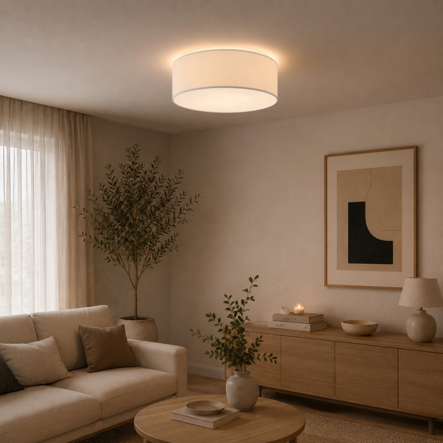 Stropní svítidlo SIRJA PLISADO 4xE27/15W/230V pr. 45 cm krémová