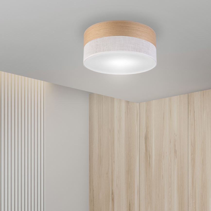 Stropní svítidlo SIRJA WOOD 1xE27/15W/230V pr. 35 cm bílá/dub