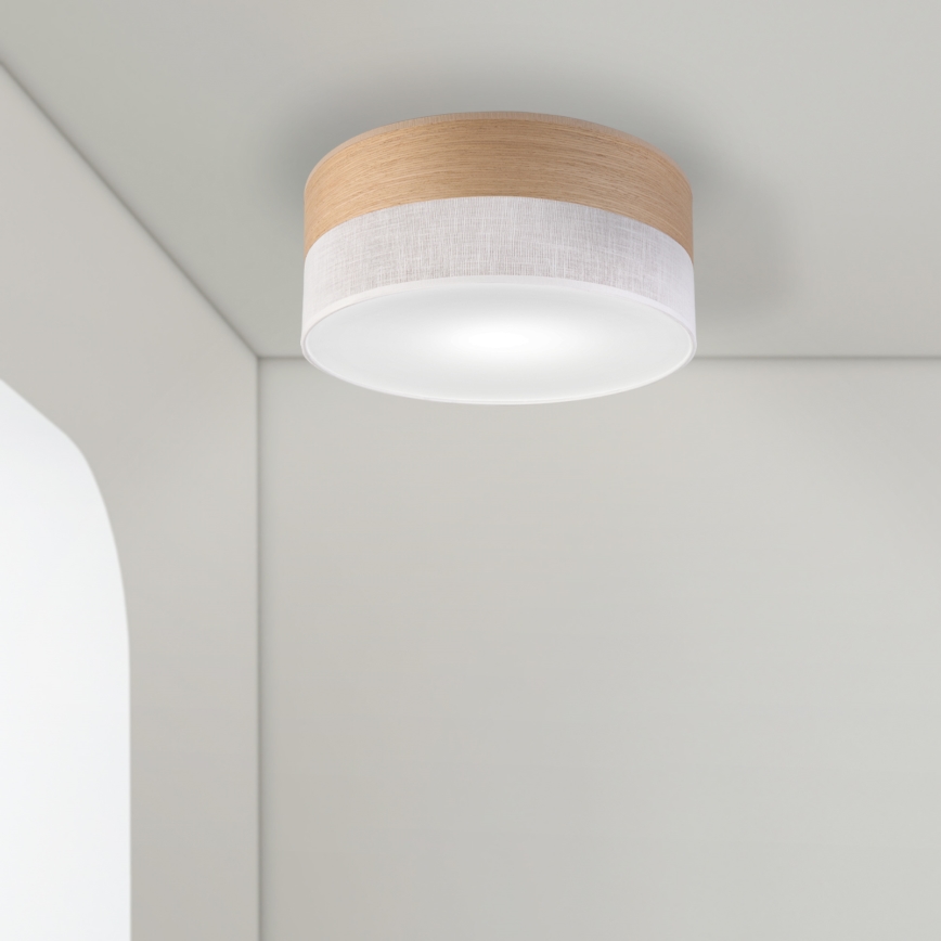 Stropní svítidlo SIRJA WOOD 1xE27/15W/230V pr. 35 cm bílá/dub