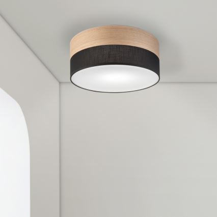 Stropní svítidlo SIRJA WOOD 1xE27/15W/230V pr. 35 cm černá/dub