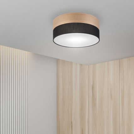 Stropní svítidlo SIRJA WOOD 1xE27/15W/230V pr. 35 cm černá/dub