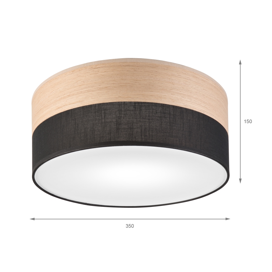 Stropní svítidlo SIRJA WOOD 1xE27/15W/230V pr. 35 cm černá/dub