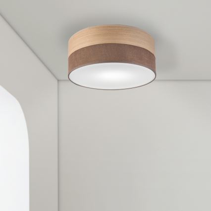 Stropní svítidlo SIRJA WOOD 1xE27/15W/230V pr. 35 cm hnědá/dub