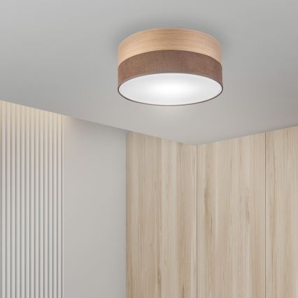 Stropní svítidlo SIRJA WOOD 1xE27/15W/230V pr. 35 cm hnědá/dub