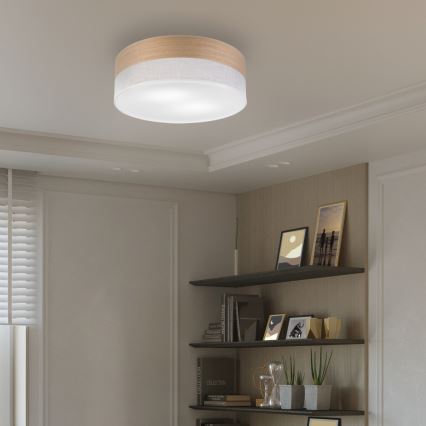 Stropní svítidlo SIRJA WOOD 2xE27/15W/230V pr. 45 cm bílá/dub