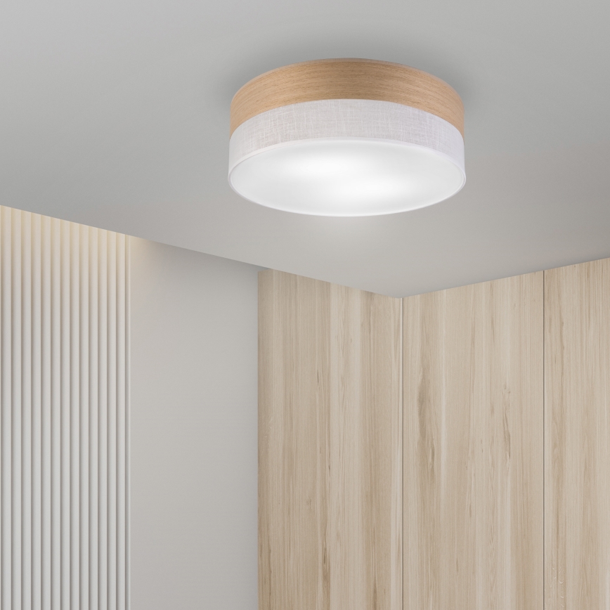 Stropní svítidlo SIRJA WOOD 2xE27/15W/230V pr. 45 cm bílá/dub