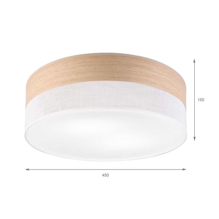 Stropní svítidlo SIRJA WOOD 2xE27/15W/230V pr. 45 cm bílá/dub