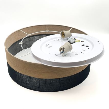 Stropní svítidlo SIRJA WOOD 2xE27/15W/230V pr. 45 cm černá/dub