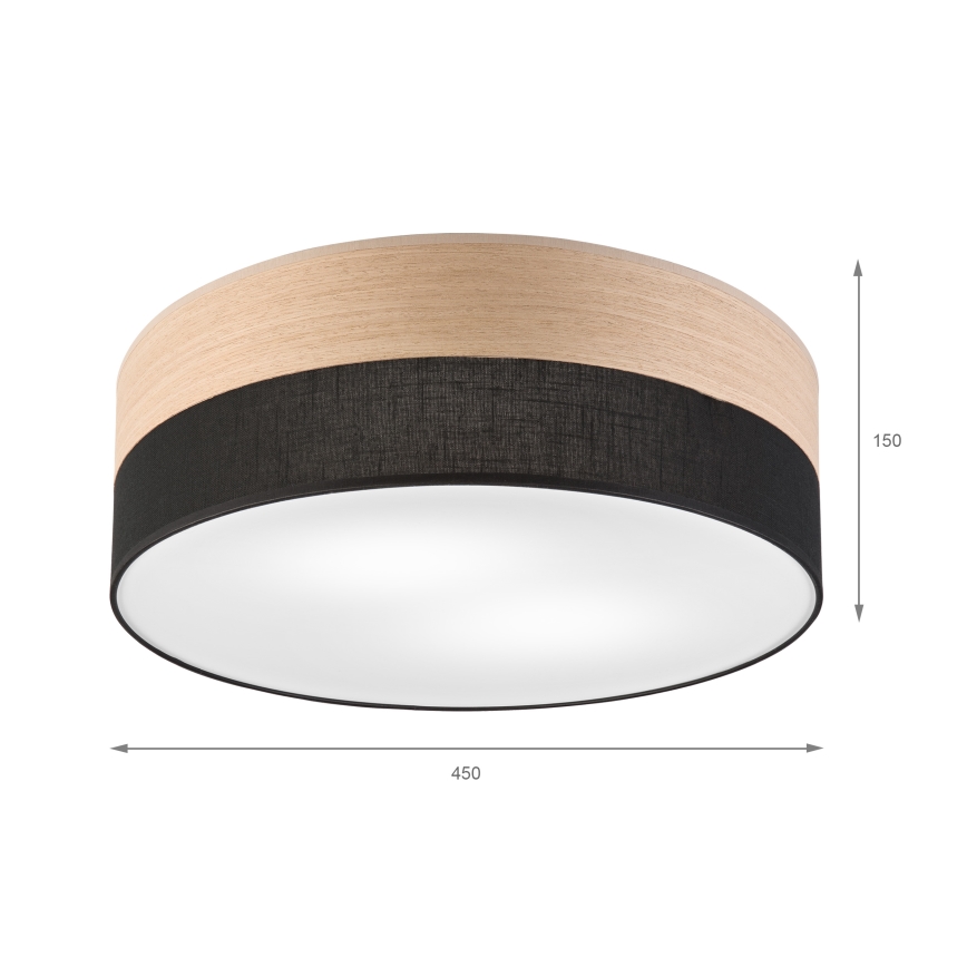 Stropní svítidlo SIRJA WOOD 2xE27/15W/230V pr. 45 cm černá/dub