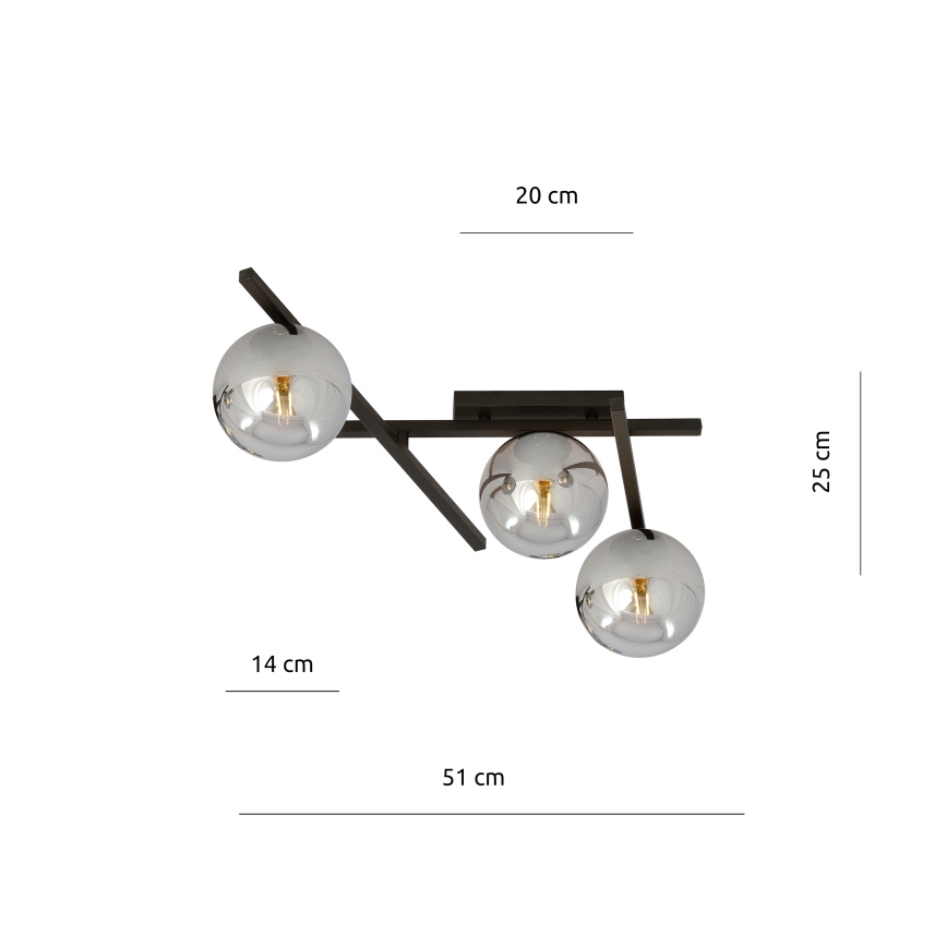 Stropní svítidlo SMART 3xE14/10W/230V černá/šedá