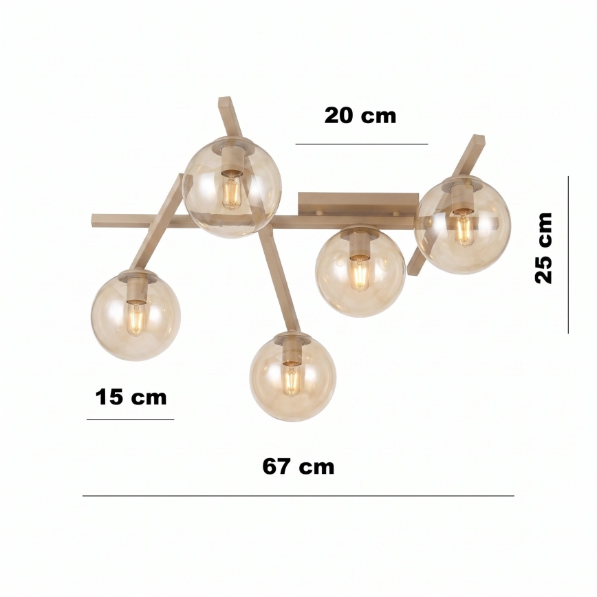 Stropní svítidlo SMART 5xE14/10W/230V béžová/kouřová béžová