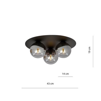 Stropní svítidlo SOLAR 3xE14/10W/230V černá/šedá
