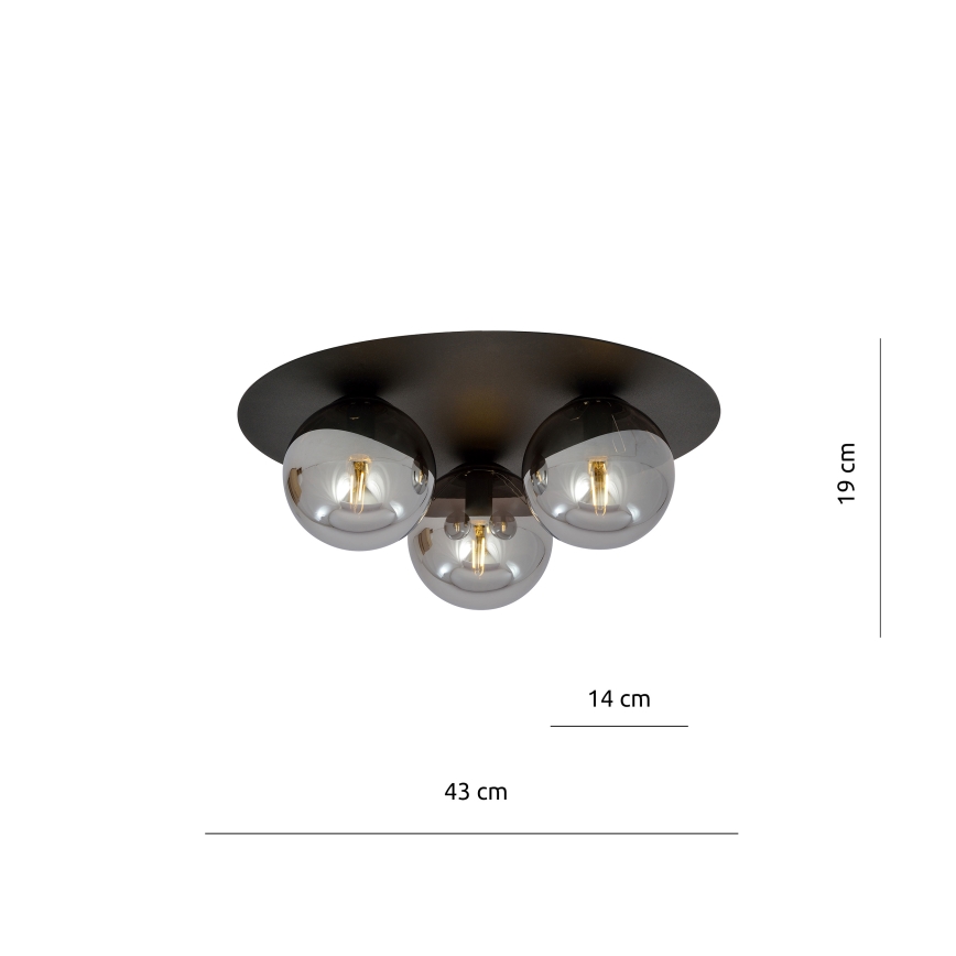 Stropní svítidlo SOLAR 3xE14/10W/230V černá/šedá