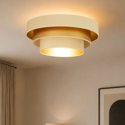 Stropní svítidlo WENTA 1xE27/60W/230V pr. 50 cm béžová/zlatá