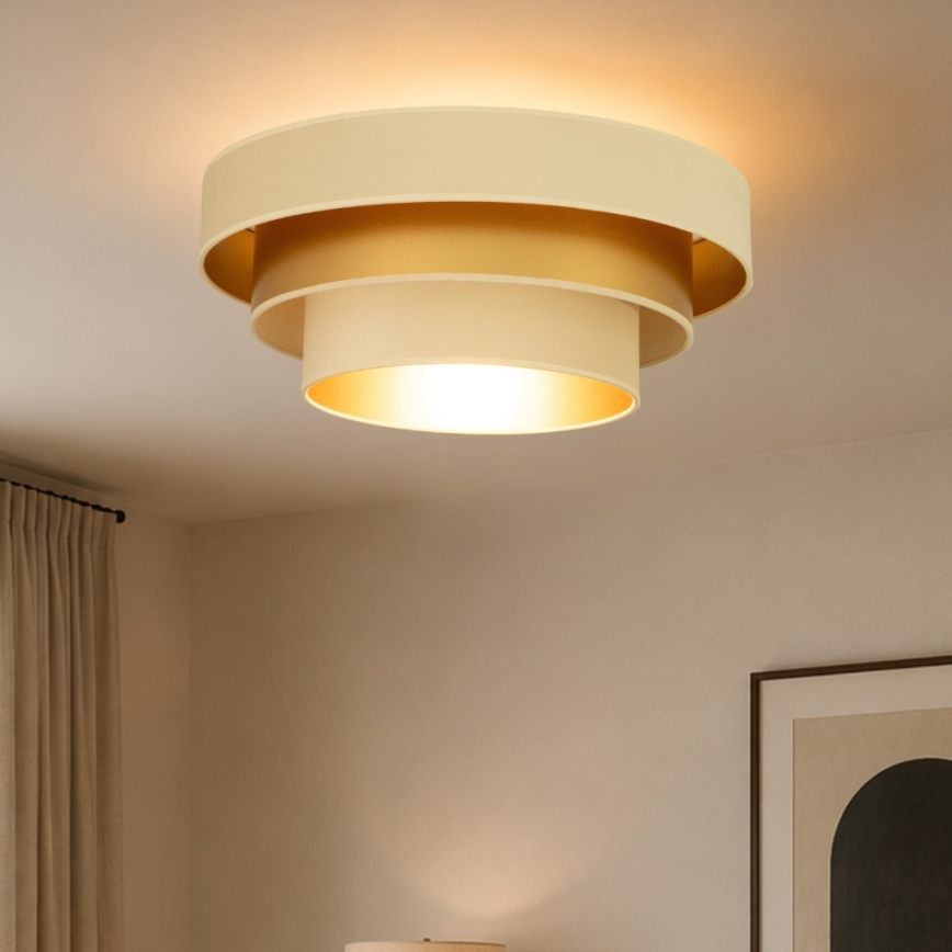 Stropní svítidlo WENTA 1xE27/60W/230V pr. 50 cm béžová/zlatá
