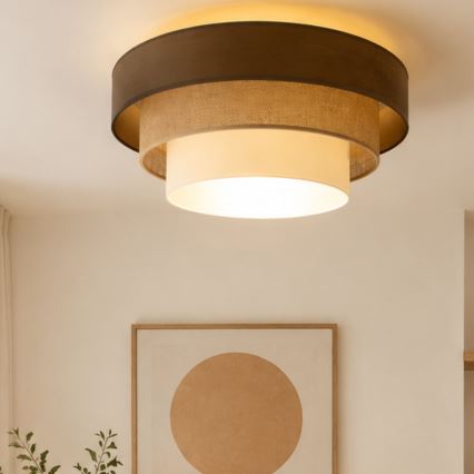 Stropní svítidlo WENTA 1xE27/60W/230V pr. 50 cm hnědá/juta/béžová