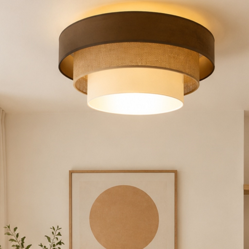Stropní svítidlo WENTA 1xE27/60W/230V pr. 50 cm hnědá/juta/béžová