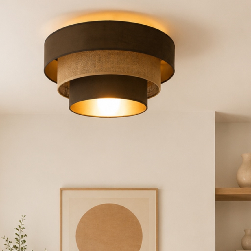 Stropní svítidlo WENTA 1xE27/60W/230V pr. 50 cm hnědá/juta