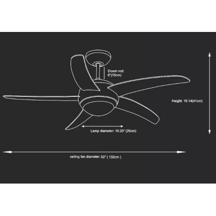 Stropní ventilátor 2xE27/20W/230V pr. 132 cm + dálkové ovládání
