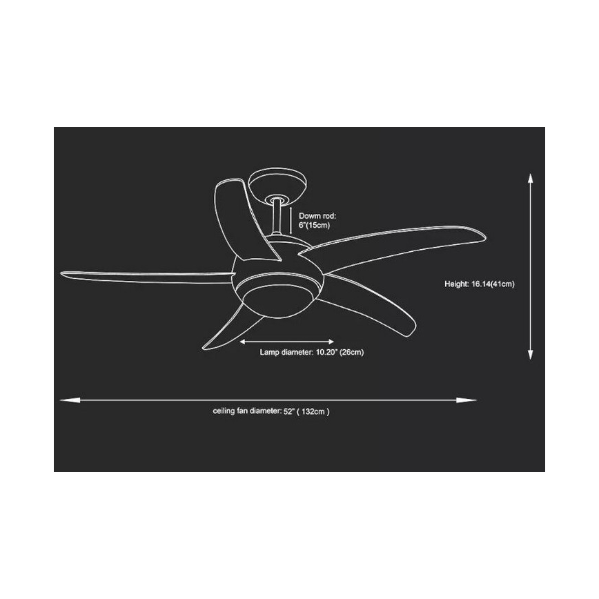 Stropní ventilátor 2xE27/20W/230V pr. 132 cm + dálkové ovládání