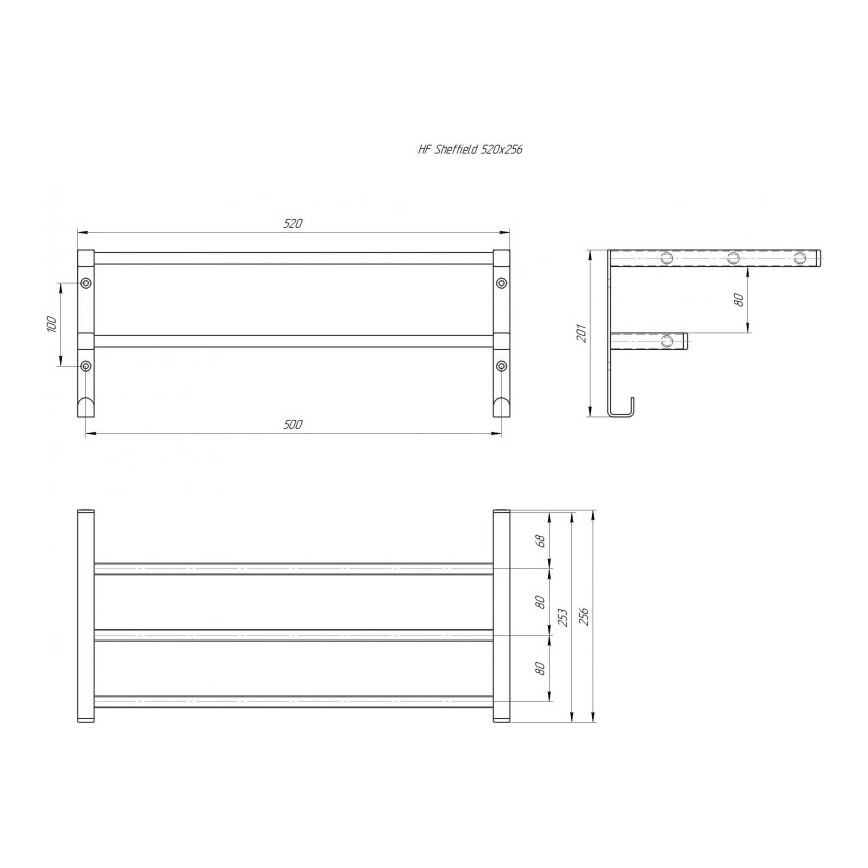 Sušák ručníků na koupelnový radiátor HF SHEFFIELD 52x25,6 cm bílá