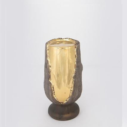 Svícen 20x10 cm zlatá/hnědá