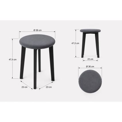 Taburet KUBE pr. 36 cm černá/antracit