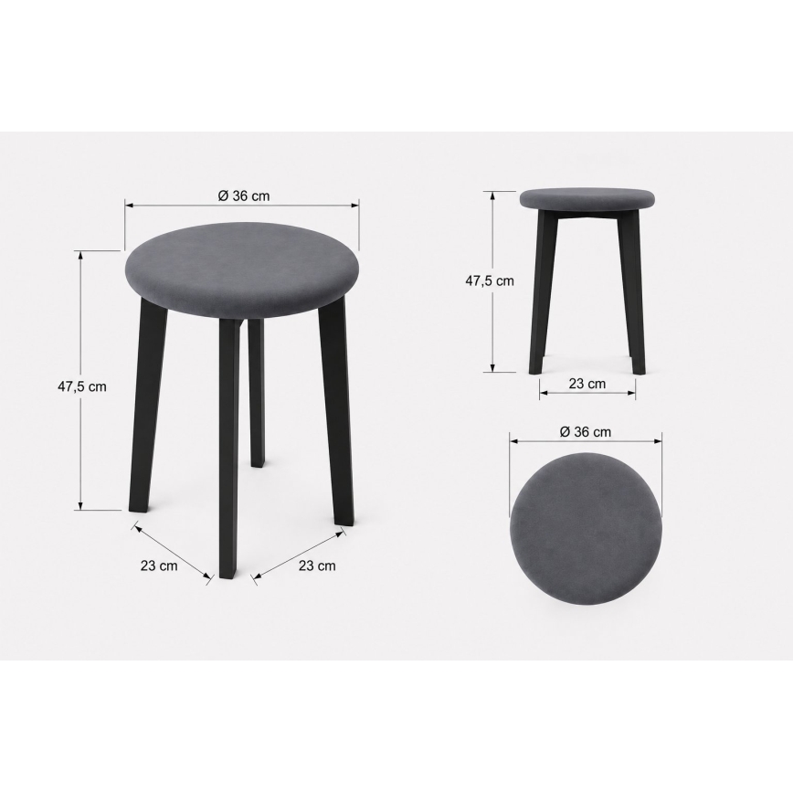 Taburet KUBE pr. 36 cm černá/antracit