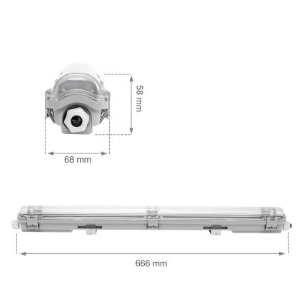 Technické zářivkové svítidlo LIMEA T8 1xG13/10W/230V IP65 60cm