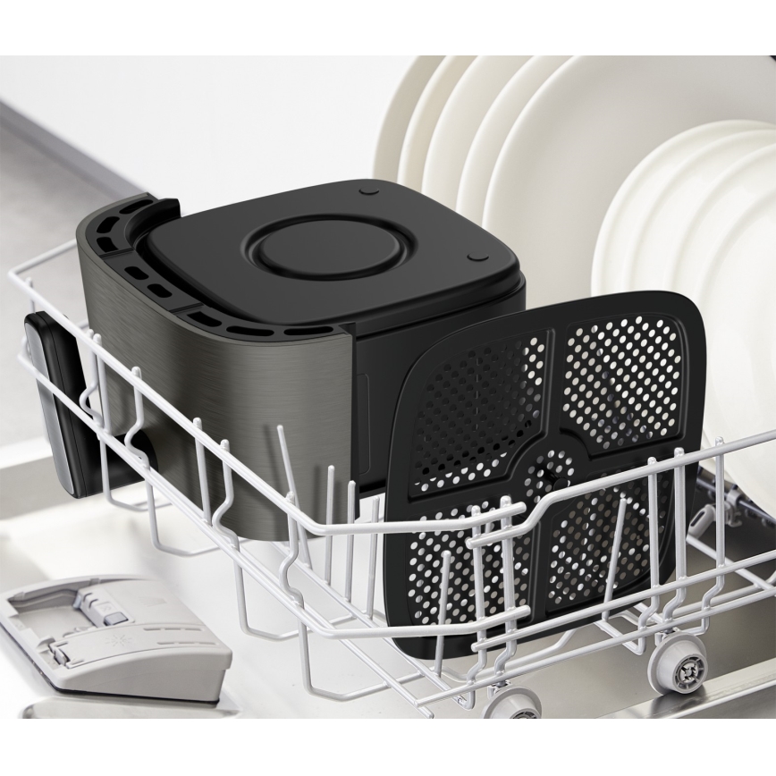 Tefal - Horkovzdušná fritéza 5 l EASY FRY SILENCE COAL 1400-1670W/230V