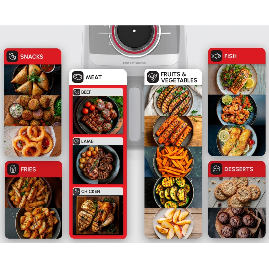 Tefal - Horkovzdušná fritéza 5 l EASY FRY SILENCE SMART 1400-1670W/230V