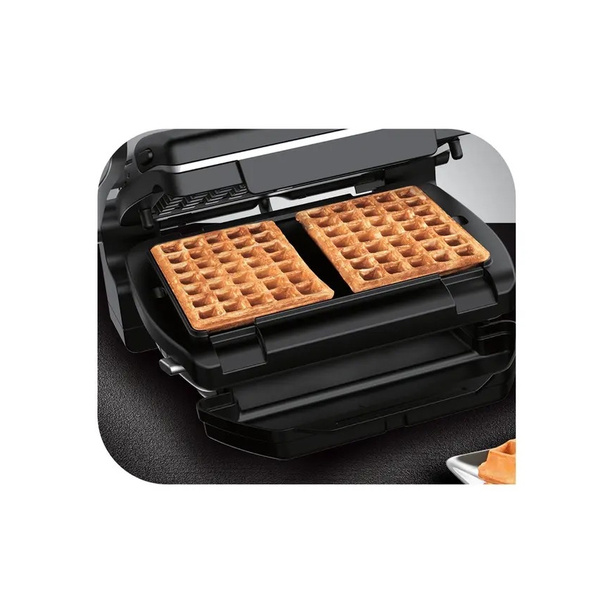 Tefal - Kontaktní gril OPTIGRILL+ INOX WAFFLES 2000W/230V černá/chrom