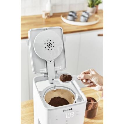 Tefal - Překapávací kávovar s LCD displejem SENSE 1000W/230V bílá
