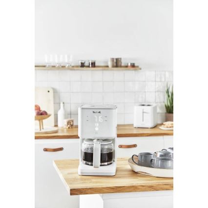 Tefal - Překapávací kávovar s LCD displejem SENSE 1000W/230V bílá