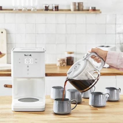 Tefal - Překapávací kávovar s LCD displejem SENSE 1000W/230V bílá