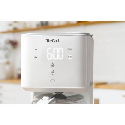Tefal - Překapávací kávovar s LCD displejem SENSE 1000W/230V bílá