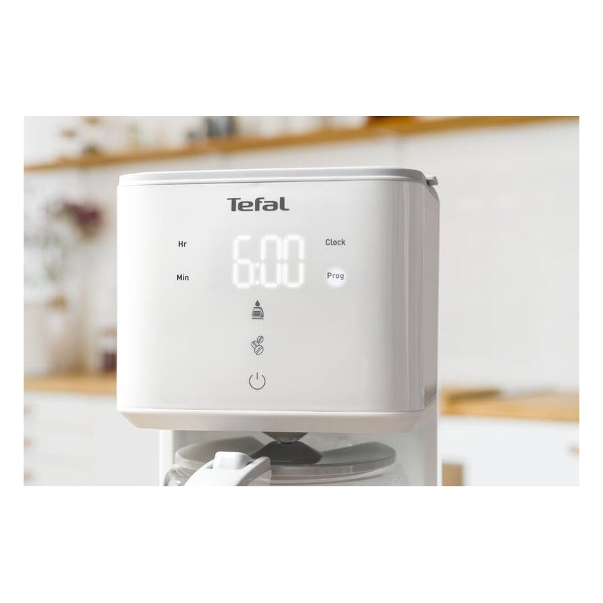 Tefal - Překapávací kávovar s LCD displejem SENSE 1000W/230V bílá