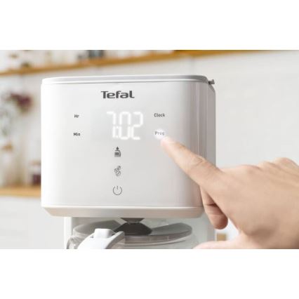 Tefal - Překapávací kávovar s LCD displejem SENSE 1000W/230V bílá