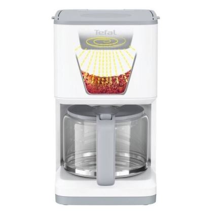 Tefal - Překapávací kávovar s LCD displejem SENSE 1000W/230V bílá