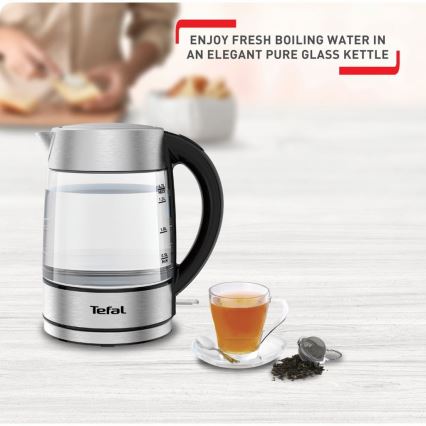 Tefal - Rychlovarná konvice GLASS 1,7 l  2200W/230V matný chrom