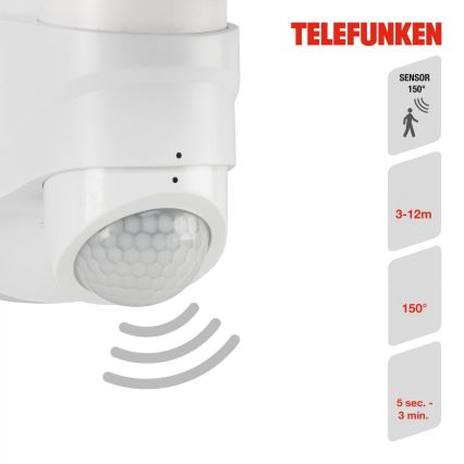 Telefunken 304306TF - LED Venkovní nástěnné svítidlo se senzorem LED/16W/230V IP44 bílá