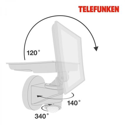 Telefunken 304406TF - LED Venkovní nástěnný reflektor se senzorem LED/20W/230V IP44