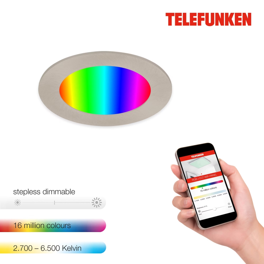 Telefunken 309302TF - LED RGBW Stmívatelné koupelnové podhledové svítidlo LED/6W/230V 2700-6500K IP23 Wi-Fi Tuya